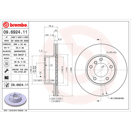 Brembo Disc Brake Rotor Front - 09.6924.11