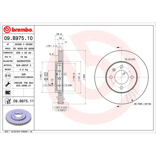 Brembo Disc Brake Rotor - 09.B975.11