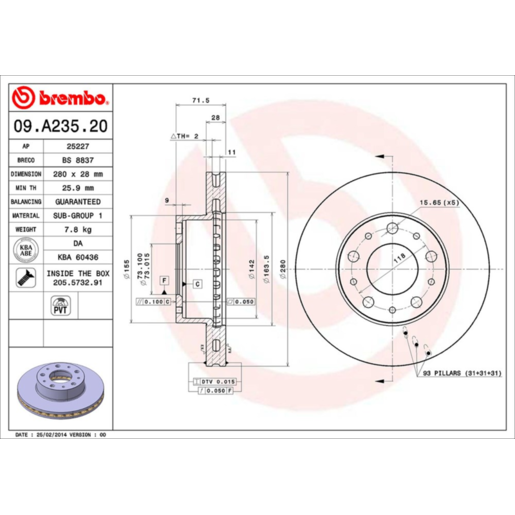 Brembo Disc Brake Rotor - 09.A235.20