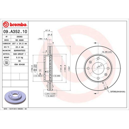 Brembo Disc Brake Rotor Front - 09.A352.10