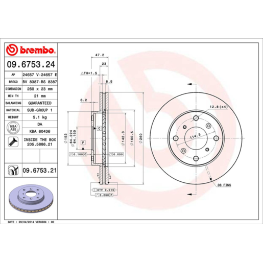 Brembo Disc Brake Rotor - 09.6753.21