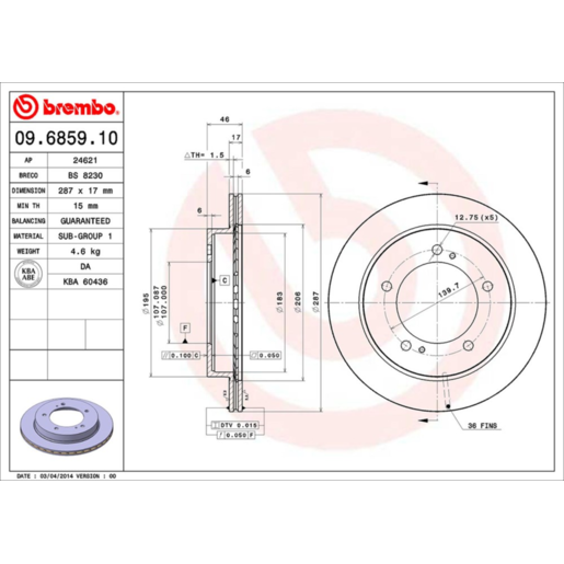 Brembo Disc Brake Rotor - 09.6859.10