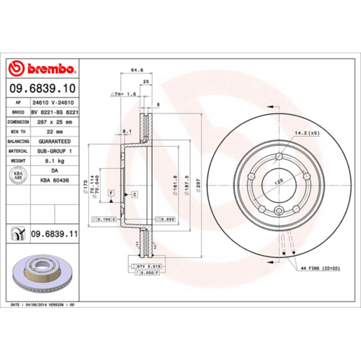 Brembo Disc Brake Rotor - 09.6839.11