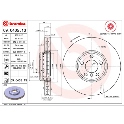 Brembo Disc Brake Rotor - 09.C405.13