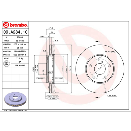 Brembo Disc Brake Rotor - 09.A284.10