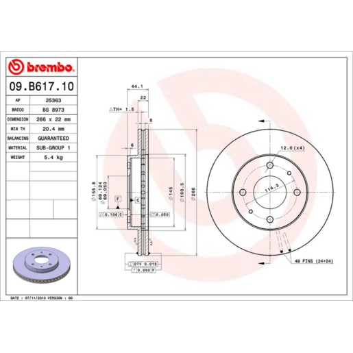 Brembo Disc Brake Rotor Front - 09.B617.10