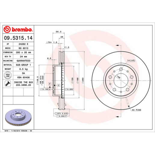 Brembo Disc Brake Rotor Front - 09.5315.14