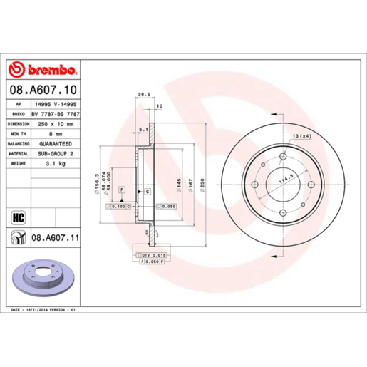 Brembo Disc Brake Rotor - 08.A607.11