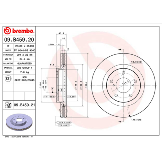 Brembo Disc Brake Rotor - 09.B459.21