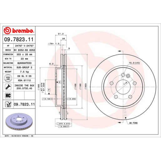 Brembo Disc Brake Rotor Front - 09.7823.11