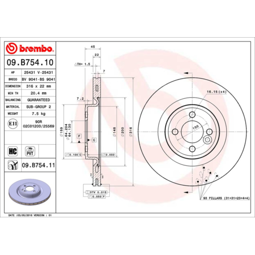 Brembo Disc Brake Rotor - 09.B754.11