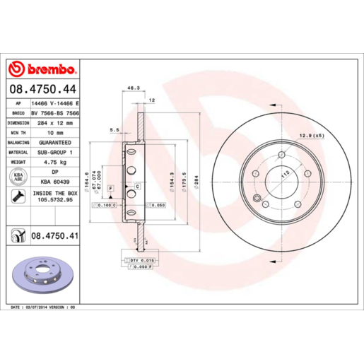 Brembo Disc Brake Rotor - 08.4750.41