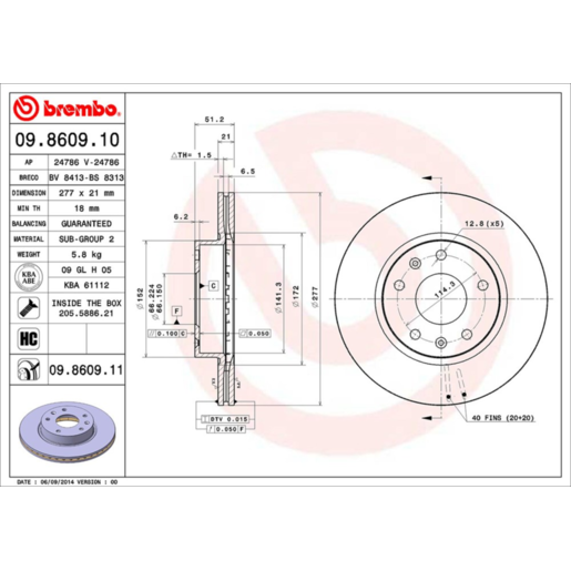 Brembo Disc Brake Rotor Front - 09.8609.11