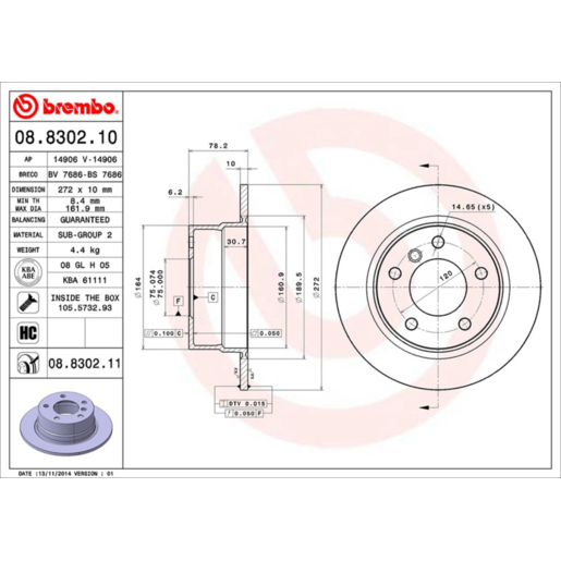 Brembo Disc Brake Rotor - 08.8302.11