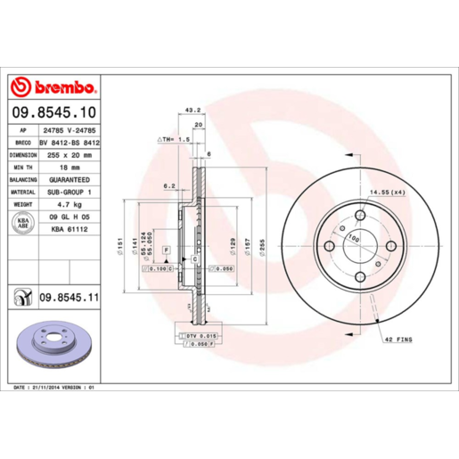 Brembo Disc Brake Rotor - 09.8545.11