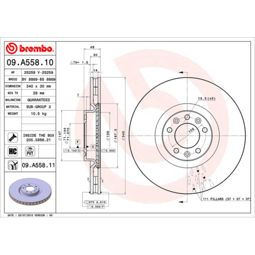 Brembo Disc Brake Rotor Front - 09.A558.11