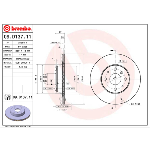 Brembo Disc Brake Rotor Front - 09.D137.11