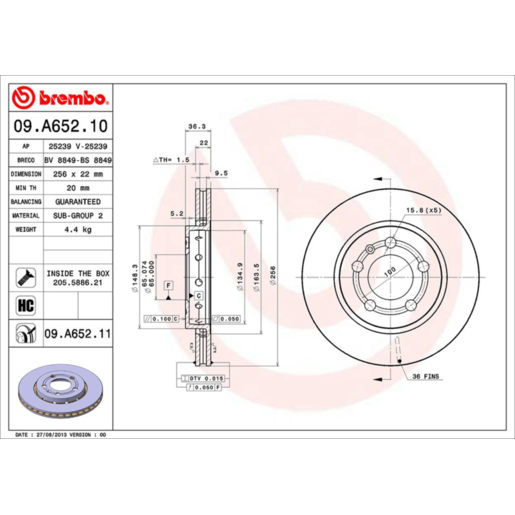 Brembo Disc Brake Rotor - 09.A652.11