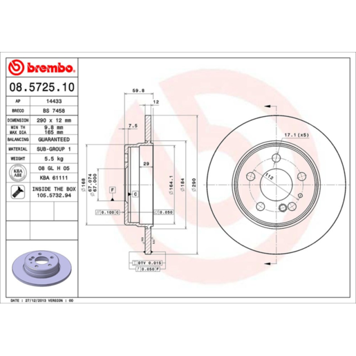 Brembo Disc Brake Rotor Rear - 08.5725.10