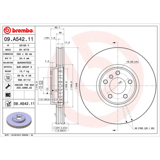 Brembo Disc Brake Rotor Front - 09.A542.11