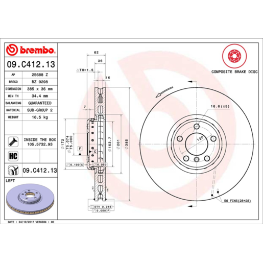 Brembo Disc Brake Rotor - 09.C412.13