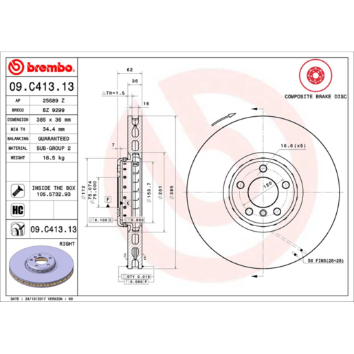 Brembo Disc Brake Rotor - 09.C413.13