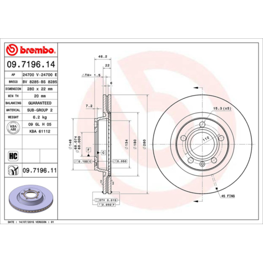 Brembo Disc Brake Rotor - 09.7196.11