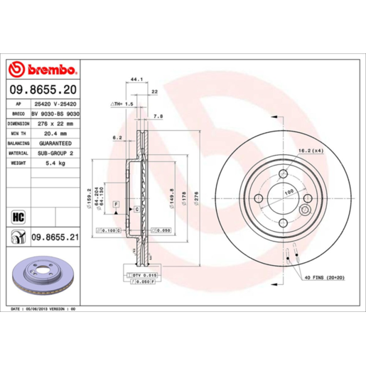 Brembo Disc Brake Rotor - 09.8655.21