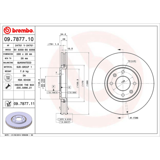 Brembo Disc Brake Rotor Front - 09.7877.11