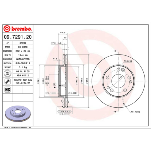 Brembo Disc Brake Rotor - 09.7291.20