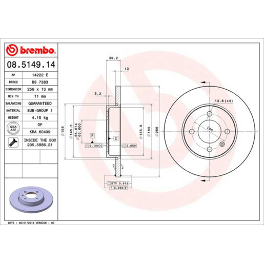 Brembo Disc Brake Rotor - 08.5149.14