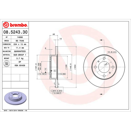 Brembo Disc Brake Rotor - 08.5243.30