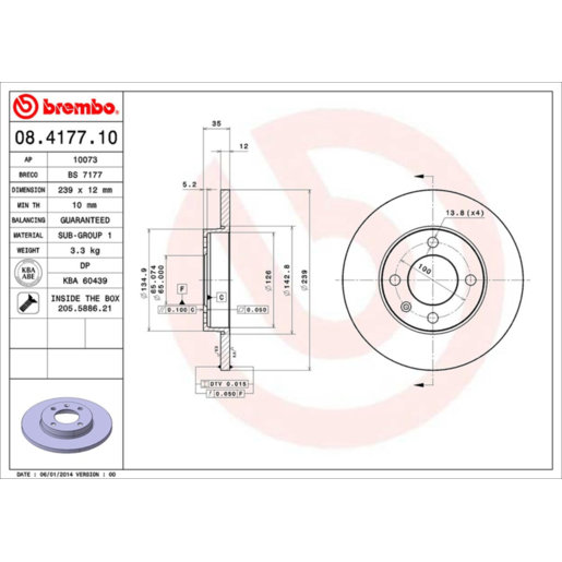 Brembo Disc Brake Rotor - 08.4177.10