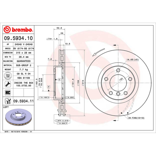 Brembo Disc Brake Rotor Front - 09.5934.11