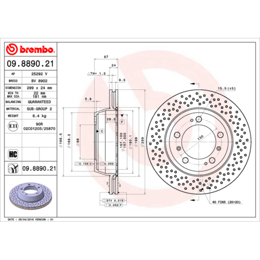 Brembo Disc Brake Rotor - 09.8890.21