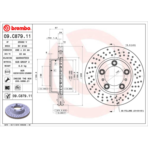 Brembo Disc Brake Rotor Front - 09.C879.11