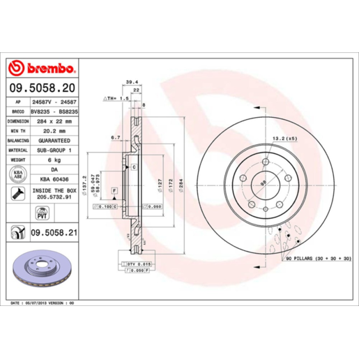 Brembo Disc Brake Rotor Front - 09.5058.21