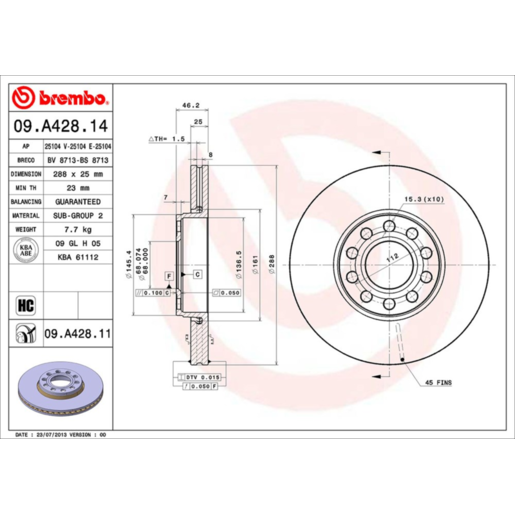 Brembo Disc Brake Rotor - 09.A428.11