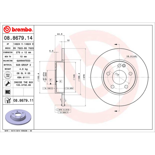 Brembo Disc Brake Rotor Front - 08.8679.11