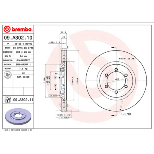 Brembo Disc Brake Rotor Front - 09.A302.11