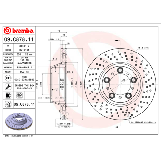 Brembo Disc Brake Rotor - 09.C878.11