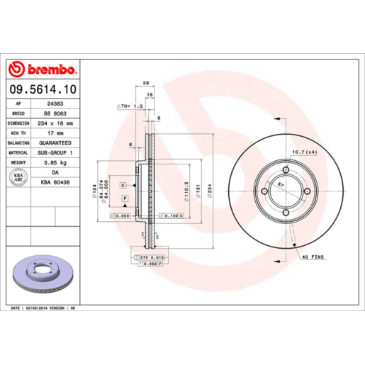 Brembo Disc Brake Rotor - 09.5614.10