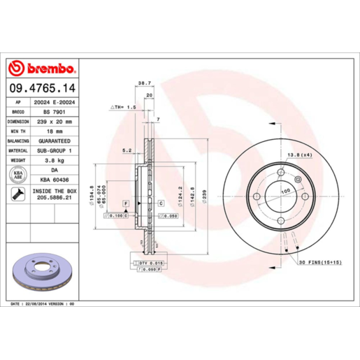 Brembo Disc Brake Rotor Front - 09.4765.14