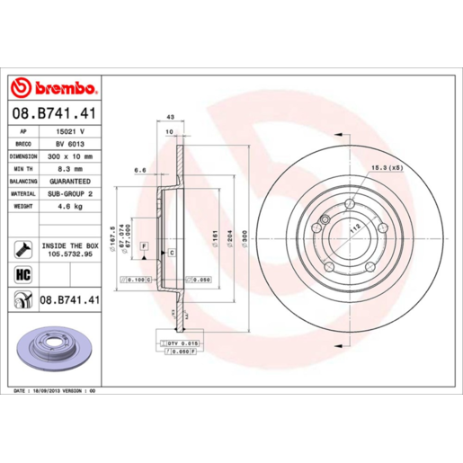 Brembo Disc Brake Rotor Rear - 08.B741.41