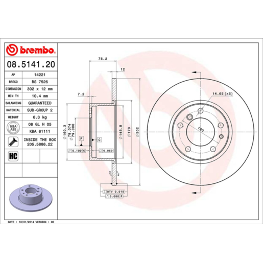 Brembo Disc Brake Rotor - 08.5141.20