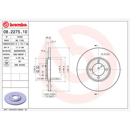 Brembo Disc Brake Rotor - 08.2275.10