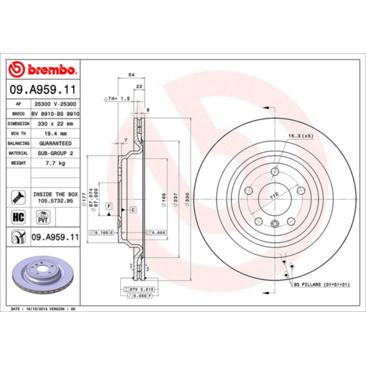 Brembo Disc Brake Rotor - 09.A959.11