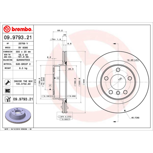 Brembo Disc Brake Rotor Rear - 09.9793.21