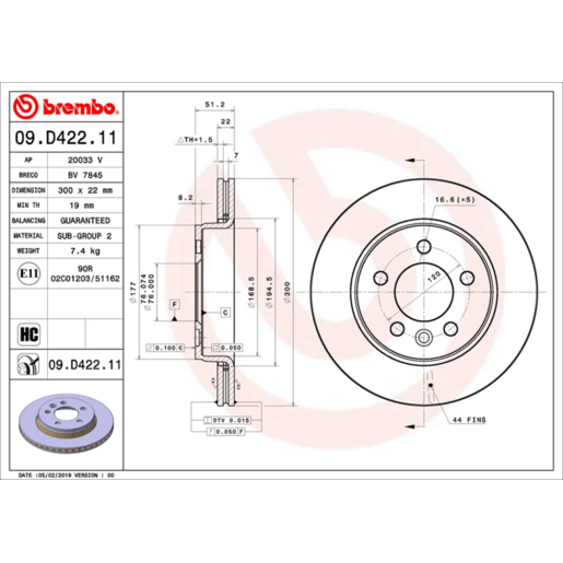 Brembo Disc Brake Rotor - 09.D422.11