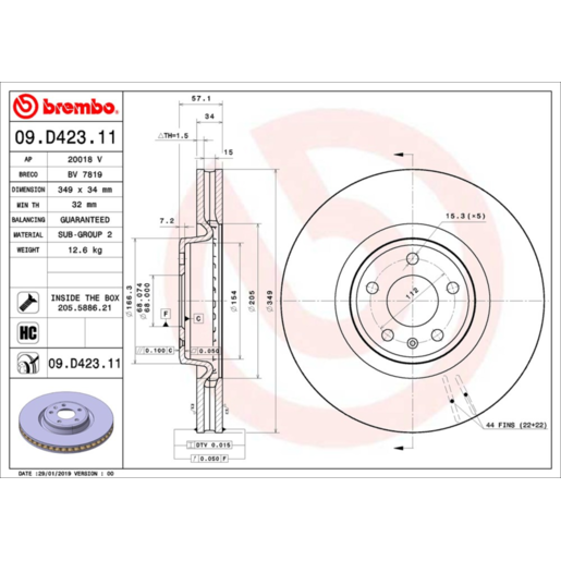 Brembo Disc Brake Rotor Front - 09.D423.11